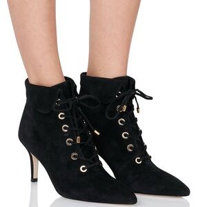 Ulla Johnson Black Suede Lace-Up Booties
